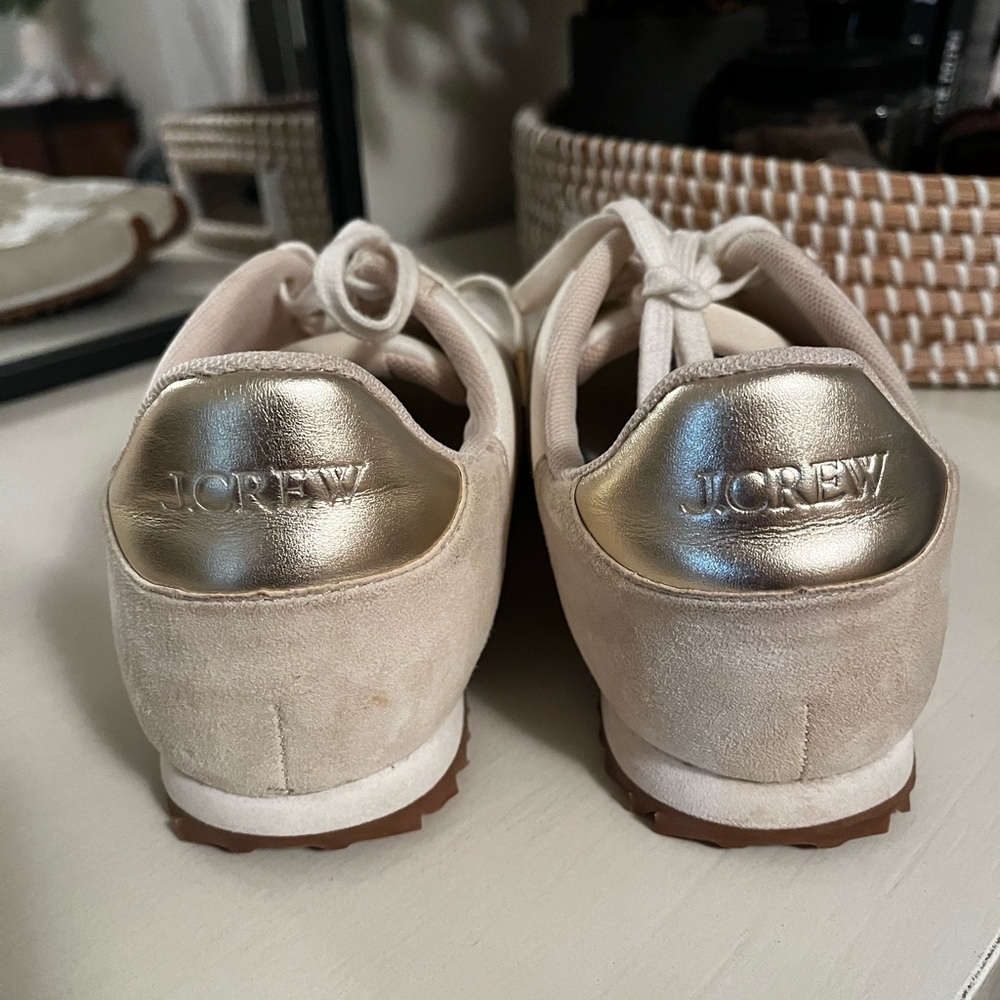 J. Crew Cream and Metallic Trainers Sneakers with Retro Design Size 10 - Picture 4 of 10